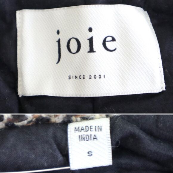 Joie Size S Reille Cotton Wool Blend Bomber Jacket Tweed Caviar Tan - Picture 10 of 11